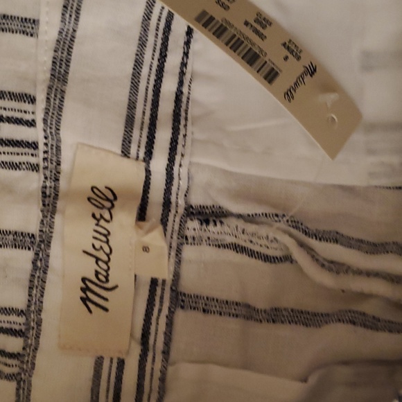 NWT Madewell Linen Paperbag Stripe Pants - 8 - Picture 8 of 9